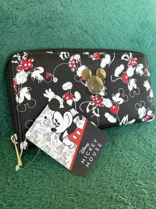 Disney Mickey Mouse Black, Red & White Zip Clutch with Gold Emblem - Picture 2 of 3